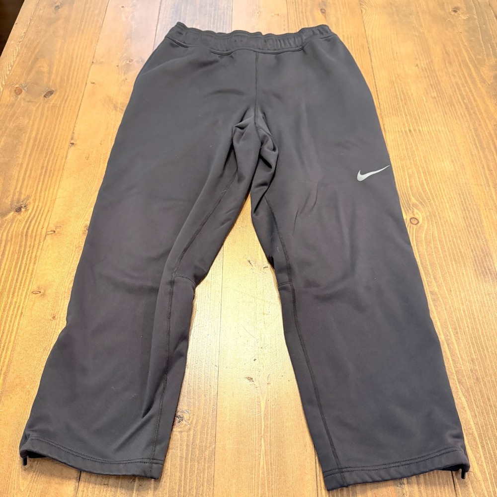 Nike Therma-Fit Sweatpants Black Medium Straight Leg Zip Ankle 551666-010